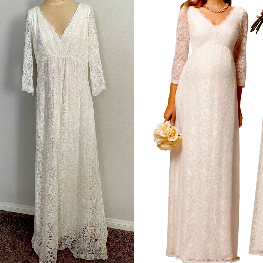 TIFFANY ROSE ~ CHLOE Lace Wedding Maternity Maxi Dress Gown Size 6 ~ Beautiful!